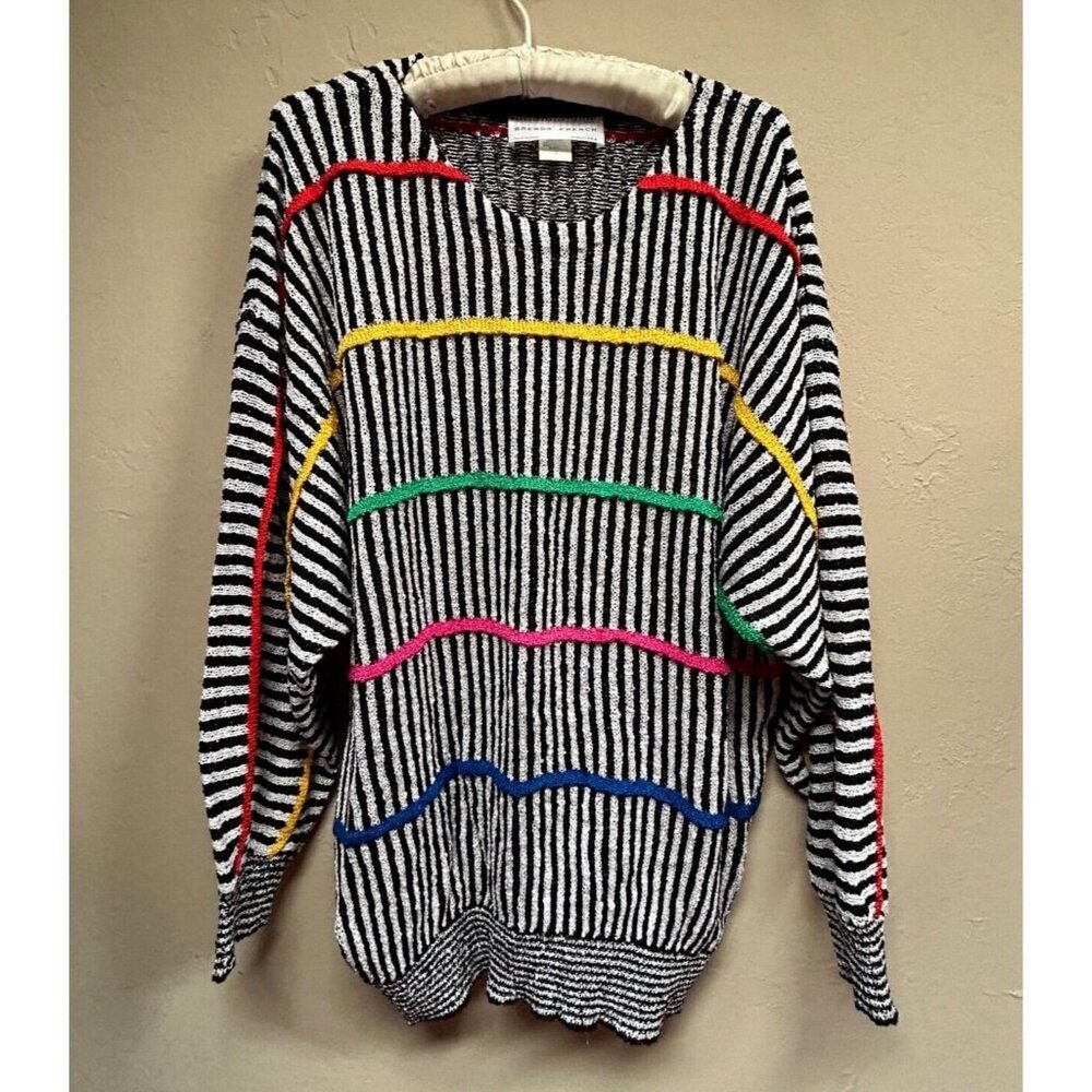 Brenda French Women's Size 2 Pullover Sweater Striped Hand Loomed Multicolor